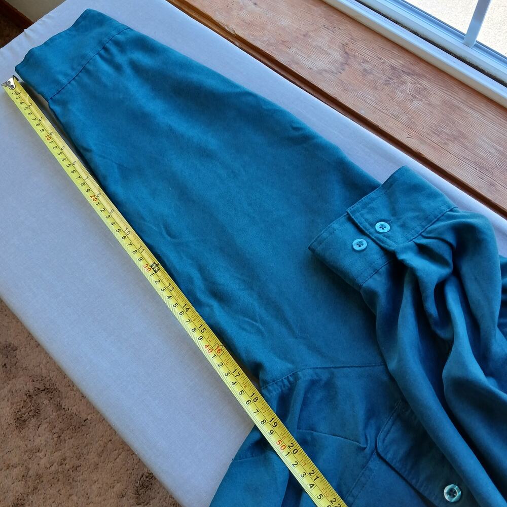Roaman's Faux Suede Button Front Shirt 20W midnight teal overshirt top shacket - Picture 13 of 13